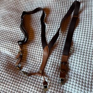 Brown Faux Leather Men's Suspenders